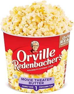 Orville Redenbacher’s Movie Theater Butter Microwave Popcorn Tubs, 12 Pack, Real Butter, 3g Fiber, No Artificials