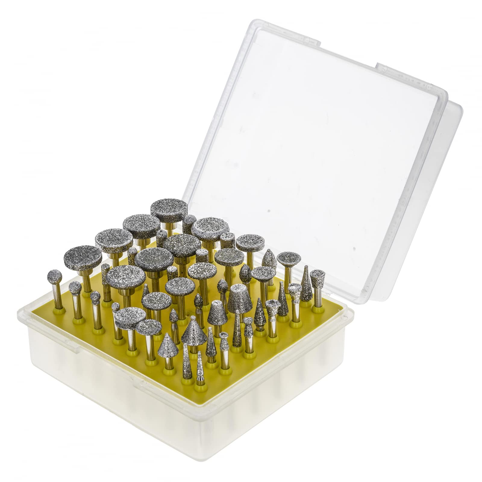 50pc Diamond Burr Bit Set for Rotary Tool 40 Grit