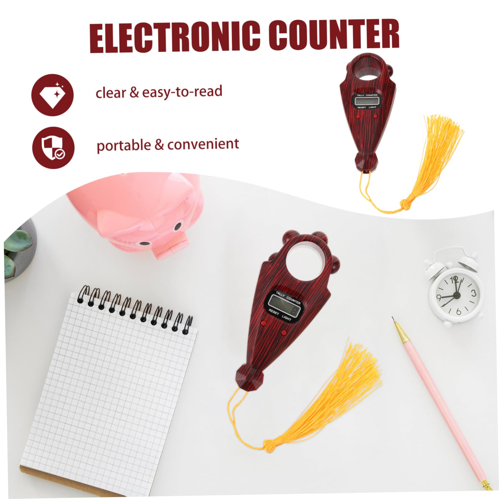 Toyvian 5 Stück Elektronischer Zähler Zähler Kleiner Digitaler Reihenzähler Handperlenzähler Clicker Tally Counter Digitalzähler Elektronischer Digitalanzeigezähler Strickzähler Holz
