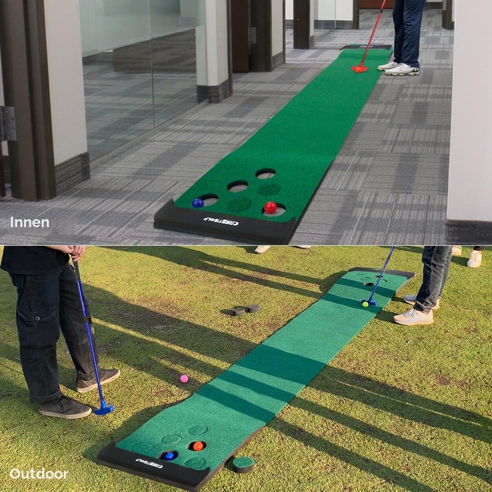 Kofull Golf Putting Matte Putting Green Indoor mit kostenlose 2 Putter + 6 Golfbälle Driving Schlagmatten