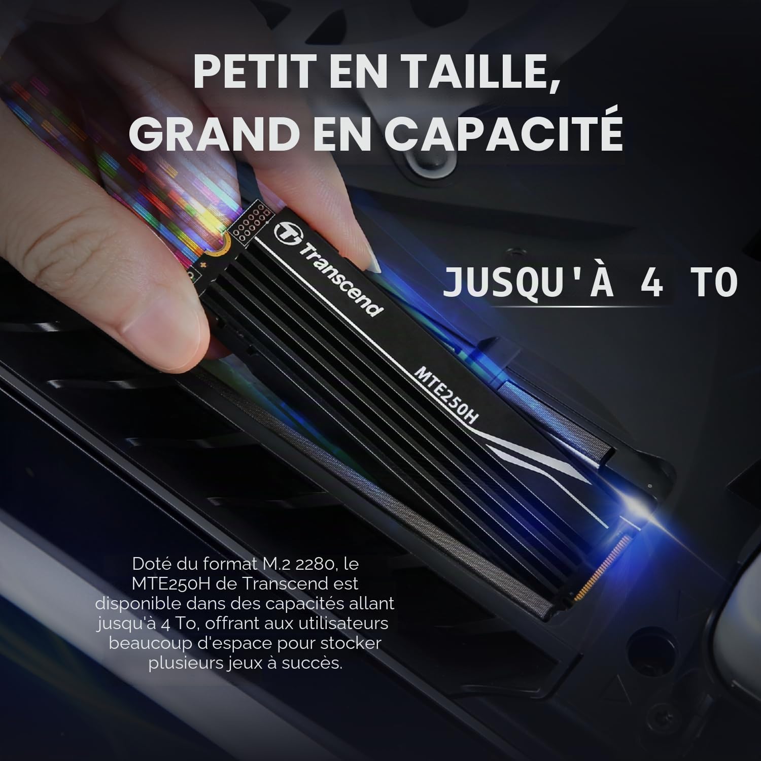 Transcend 1To MTE250H PCIe 4.0 M.2 2280 SSD, 7200 Mo/s, avec dissipateur