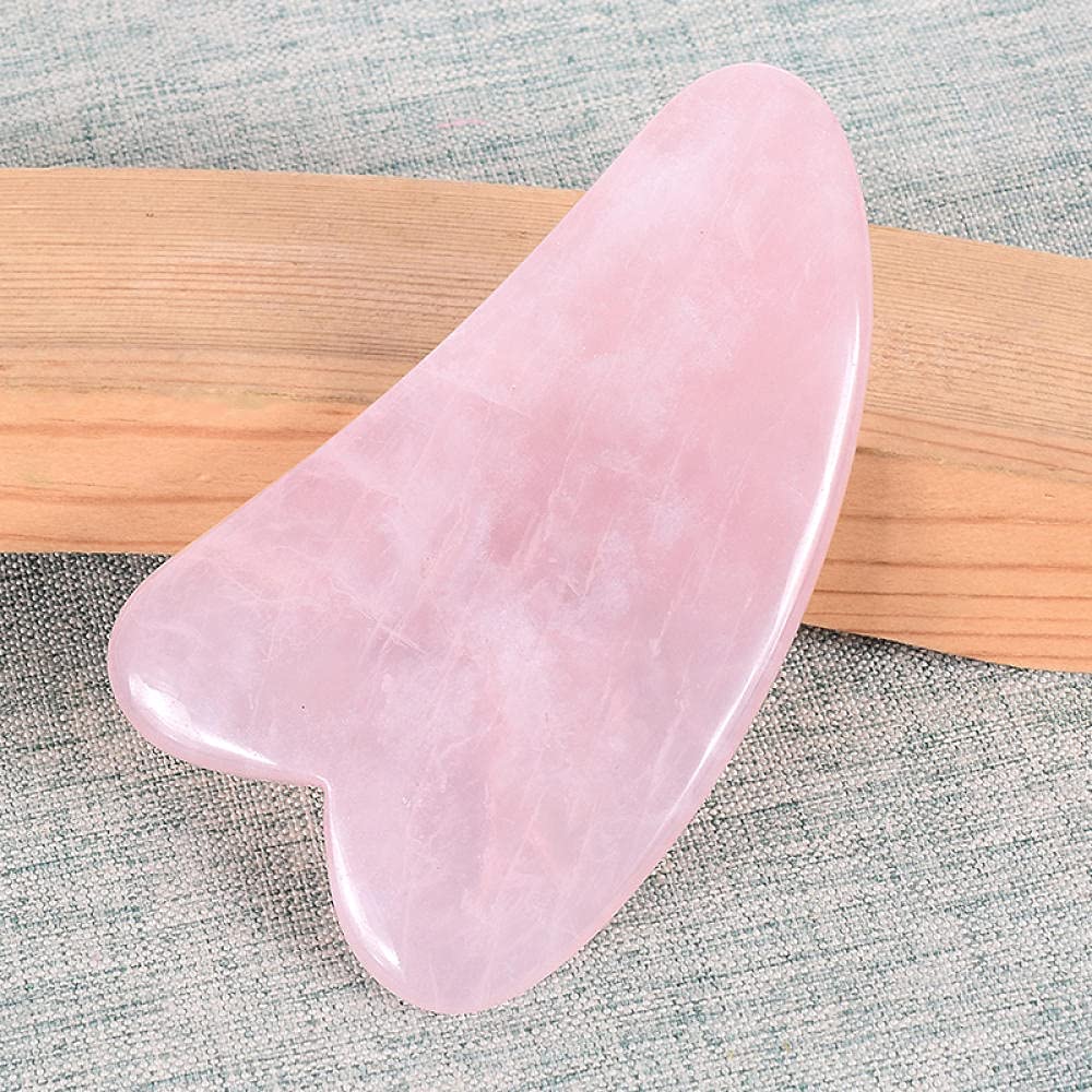 Rullo di quarzo rosa dimagrante per la cura del viso Gua Sha SHA Set di pietra naturale-4 pezzi