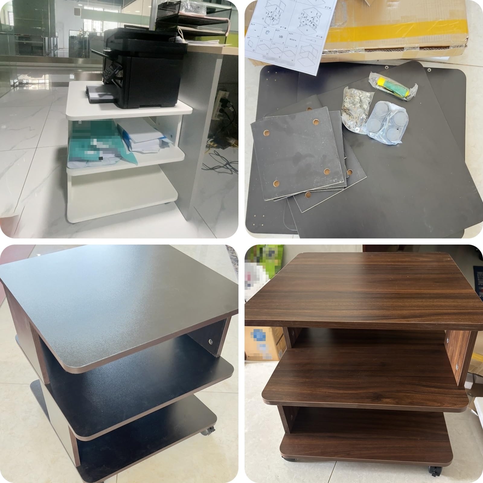 Mesa Impresora Ruedas Tablero Grueso Soporte Impresora Bajo Mesa 50 X 50 X 50 cm Carro de Almacenaje Muebles Fácil de Montar para Oficina Hogar(White)