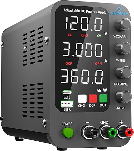 Miniatura 9 de Fuente de alimentación CC variable, fuente de alimentación de banco de conmutación 0-32V 0-10A con modo de carga inteligente, USB de 20W y carga