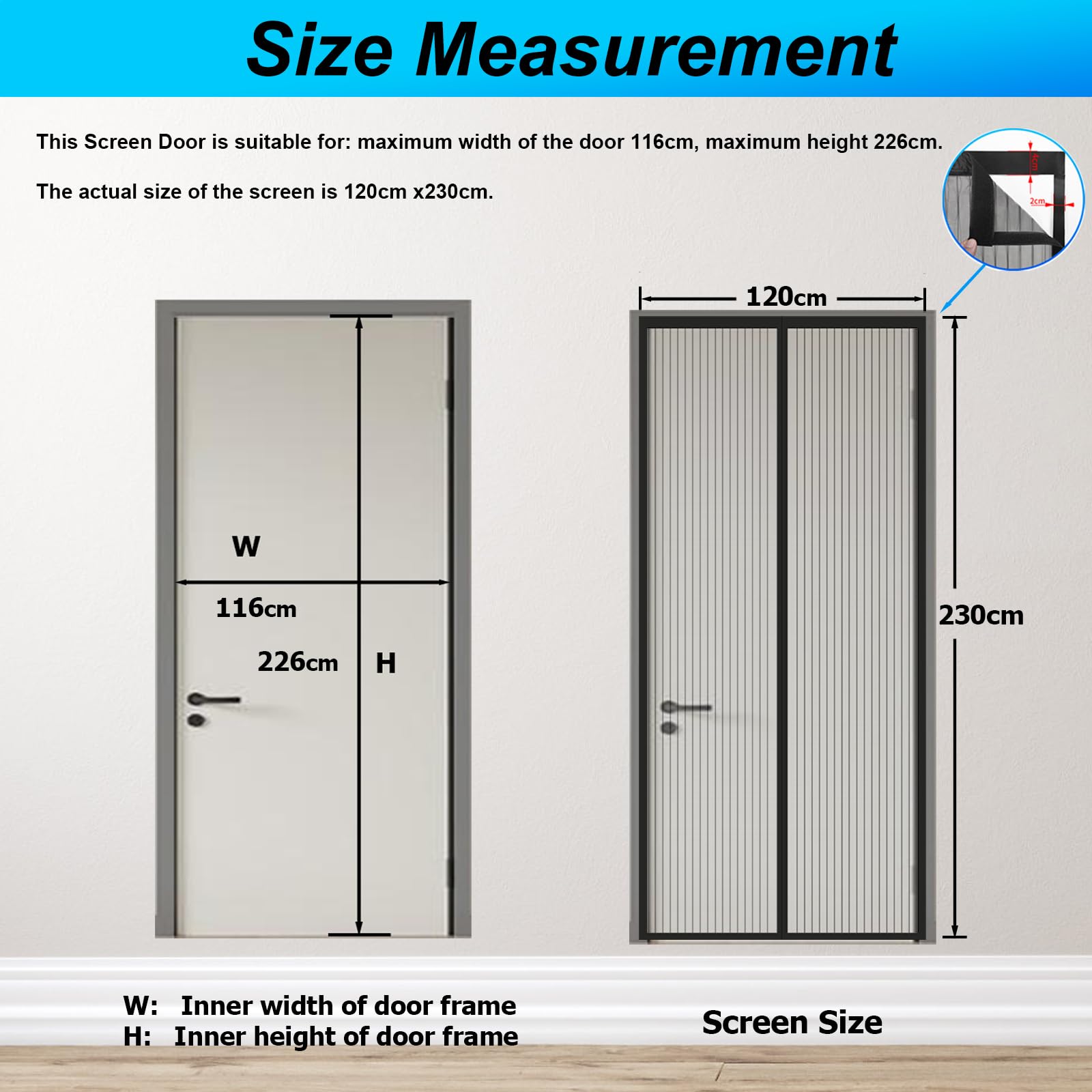 ESMAYULO Zanzariera Magnetica 120x230 cm, Facile da Installare, Senza Bisogno di Attrezzi, Adatto ai Bambini e Agli Animali Domestici. Nero