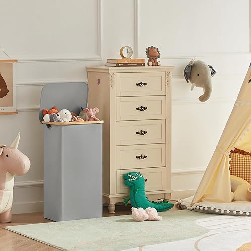 Miniatura 147 de Lifewit Cesta grande de 100 litros con tapa para ropa con asas de bambú y bolsa extraíble, plegable para dormitorio, baño, residencia universitaria