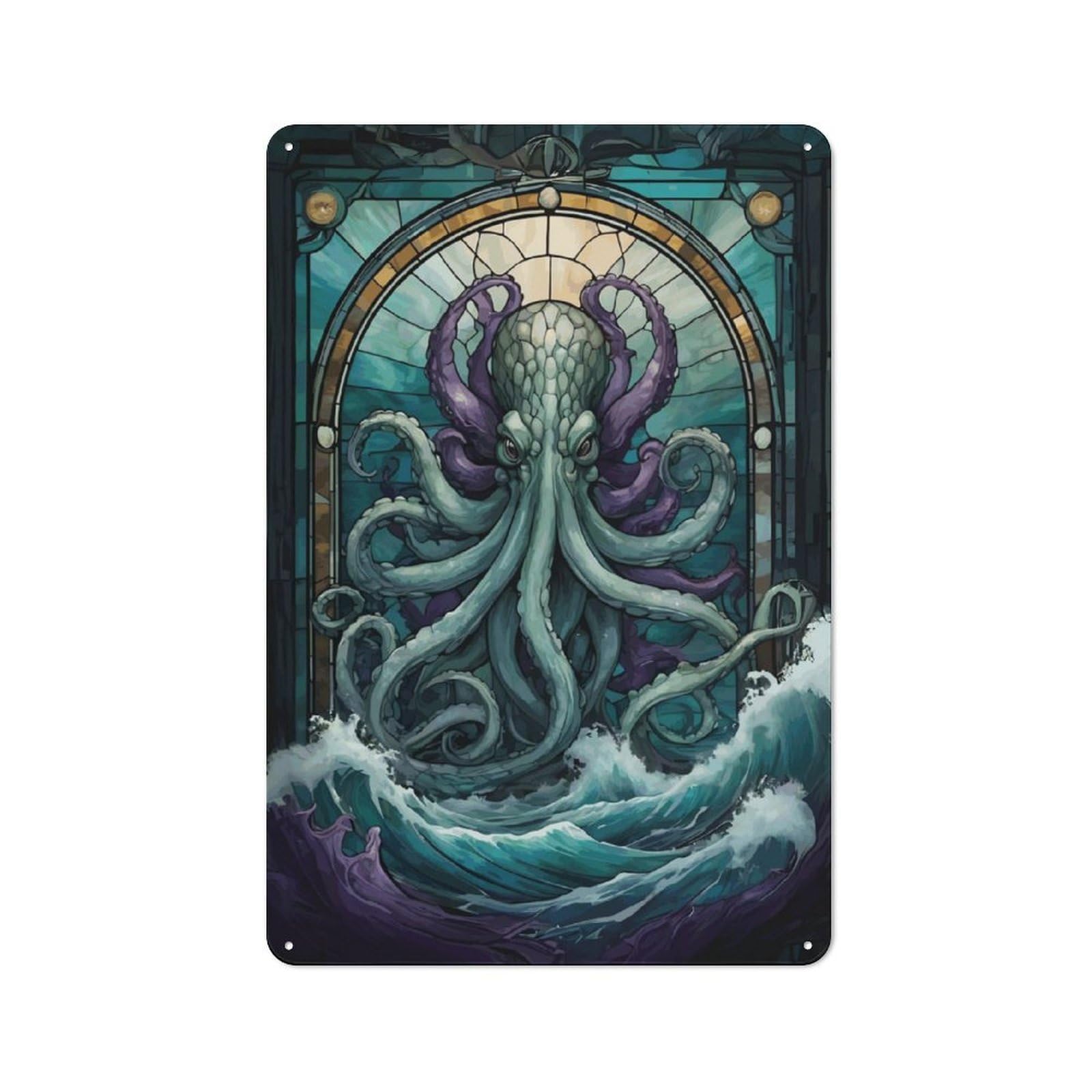 Junmoney Kraken Mythology Animal For Studio Or Craft Room, Retro-Style Tin Sign 30X20cm, For Metal Sign Collectors, For Garage And Workshop Walls