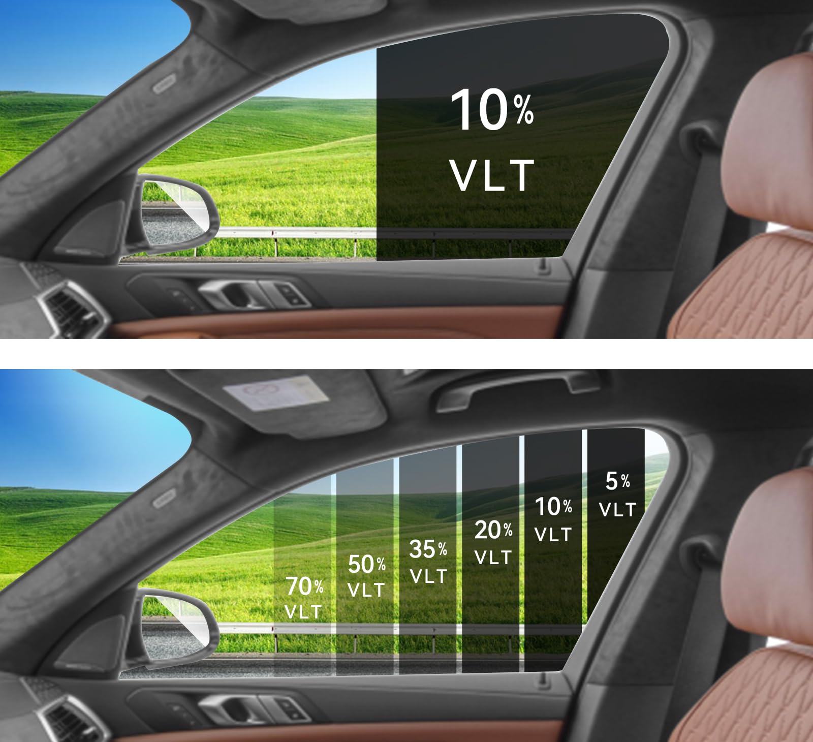 AUTOTEK Precut Windows Tint Film All Sides Cars Sun Blocking Protection Privacy Anti Shatter Glass 2 Ply Film Any Tint Shade kit for Toyota Sienna 1998-2003