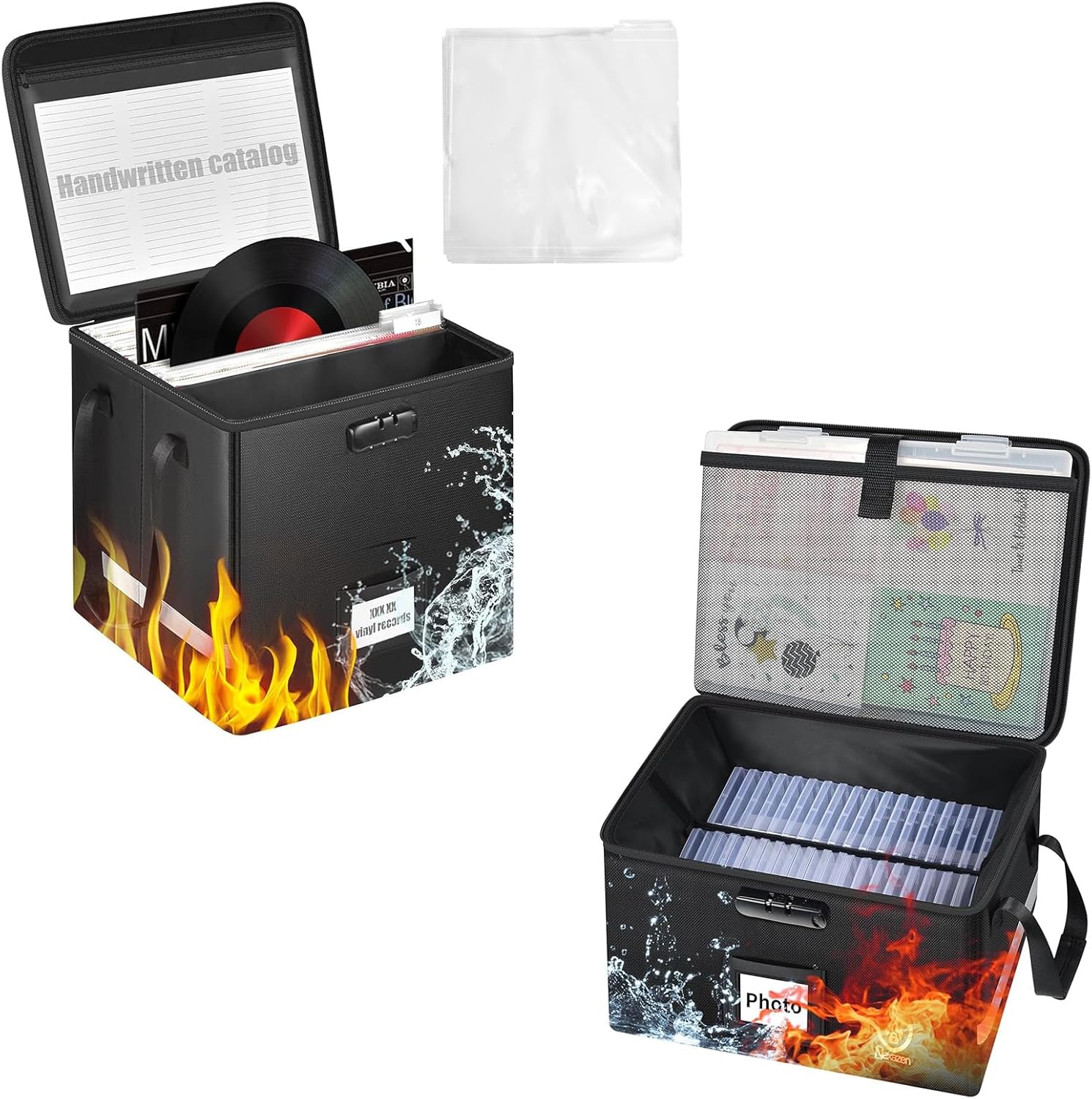 Fireproof Photo Storage Box + Vinyl Storage Box for 140+ 12" Records
