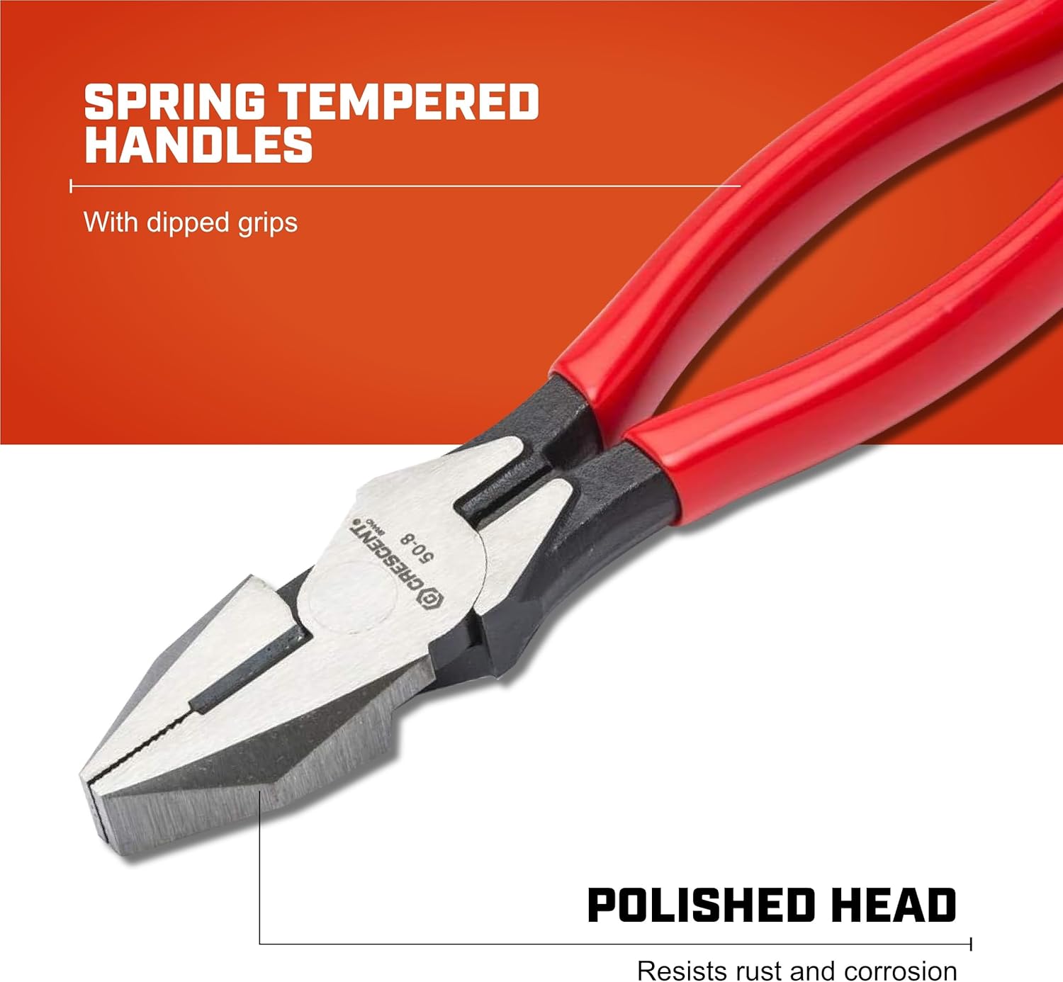 Crescent 7-1/4" Dipped Handle Lineman's Side Cutting Pliers - 507CVN