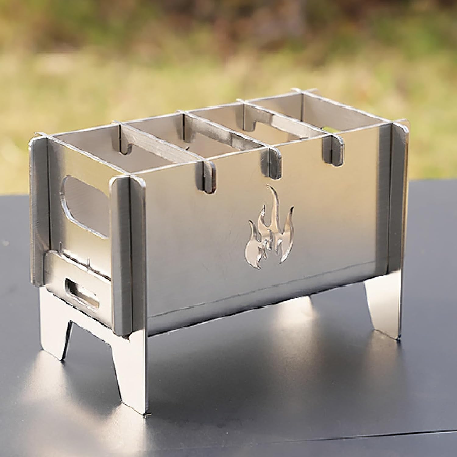 Portable Wood Stove, Ultralight Foldable Stainless Steel Fire Pit for 2 People Camping Stove Ideal, for Camping Cooking Heating Boil Water Fishing