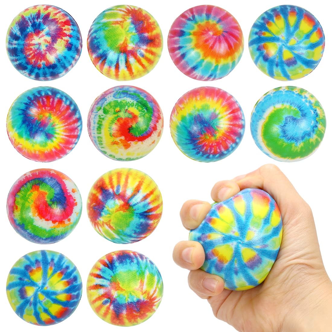 Augesak 12 Stück Antistressball für Kinder Erwachsene, Farben Stressball, Bunte Squeeze Ball, Knautschball Softbälle Quetschball, Squishy Spielzeugball für Kindergeburtstag Mitgebsel Party