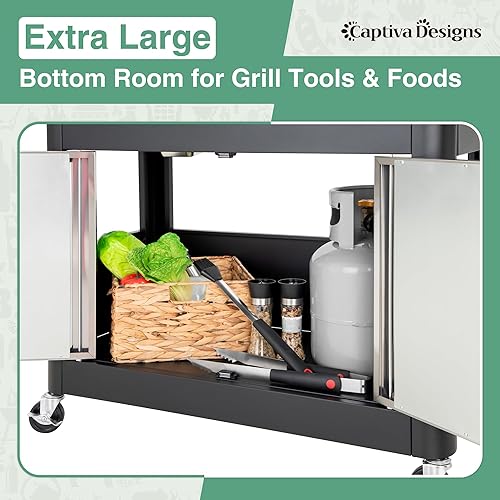 Miniatura 19 de Captiva Designs - Parrilla de barbacoa de gas propano de 4 quemadores, con quemador lateral y rejillas de hierro fundido esmaltado en porcelana