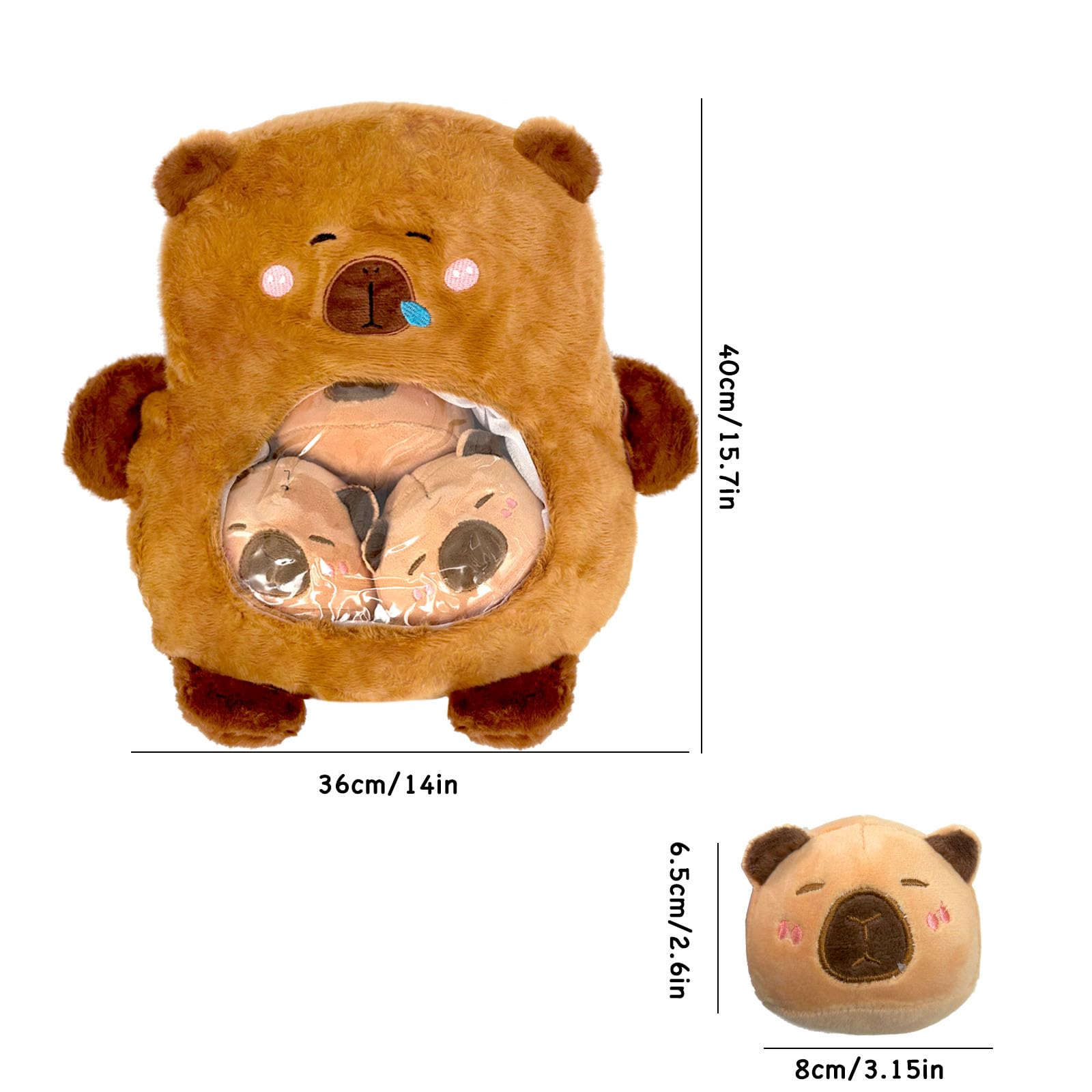 Generico Cuscino Per Capybara, Generico Peluche Capibara con 3 mini Capibara Peluche, morbide bambole Capibara regalo di compleanno