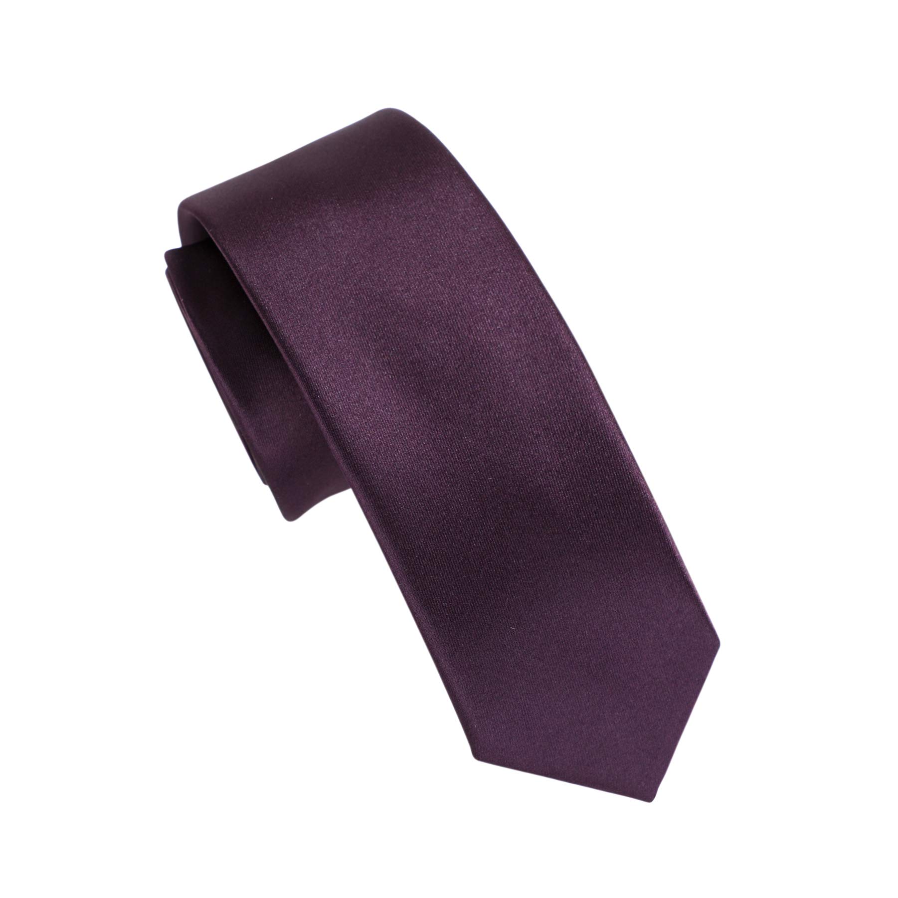 Fortunatever Mens Slim Solid Satin Ties For Men,Necktie With Pocket Square(2.36'')