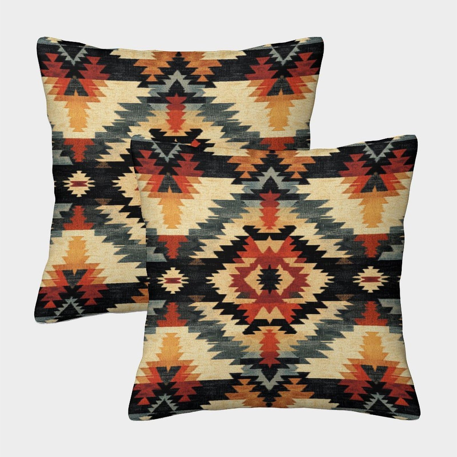 kaiyun 2 Pack 3D Tribal Patterns,Native American Art Cushion 3D Soft Touch Pillowcase,sofa Chair Home Furnishings 45x45cm