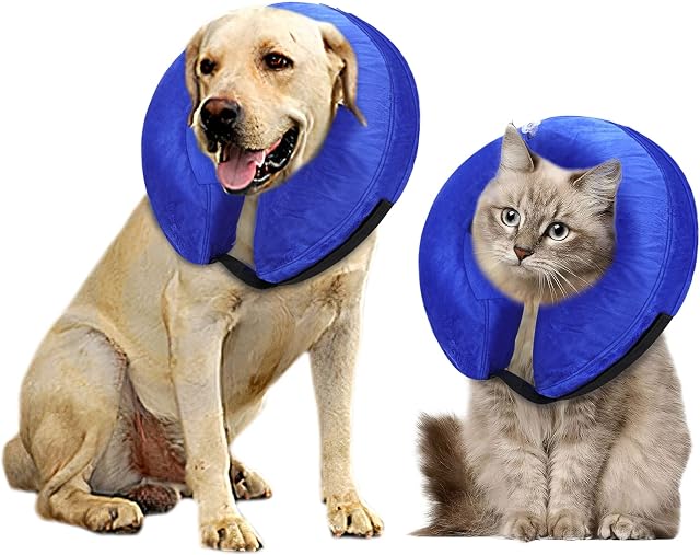 icyant Inflatable Dog Cone Collar, XL Protective Recovery Dog Collar for After Surgery, Adjustable Elizabethan Collar Soft Pet Cone for Large Dogs and Cats Anti-Bite Lick Wound Healing