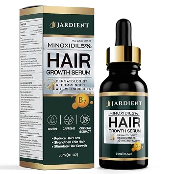 Jardient Minoxidil 5% Serum for Men and Women Hair Growth Oil with Monoxide, Biotin, Beard Growth Kit - Minoxidil Serum - 1 Fl Oz - Prevent Hair Loss, Regrowth Treatment