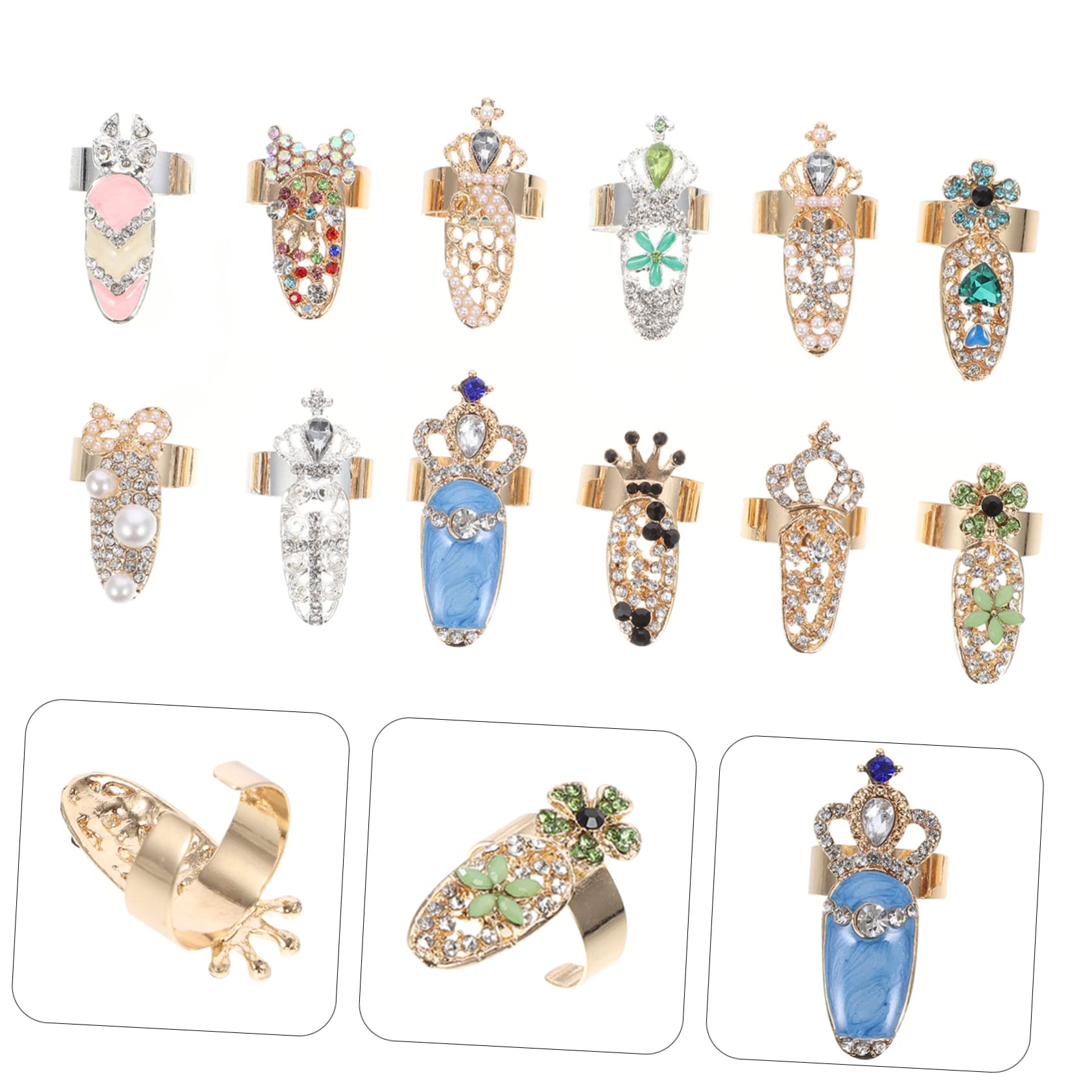 VALICLUD 12piezas Uñas De Cristal Decoración De Manicura Para Mujer Accesorios De Uñas De Joyas De Para Decoración De