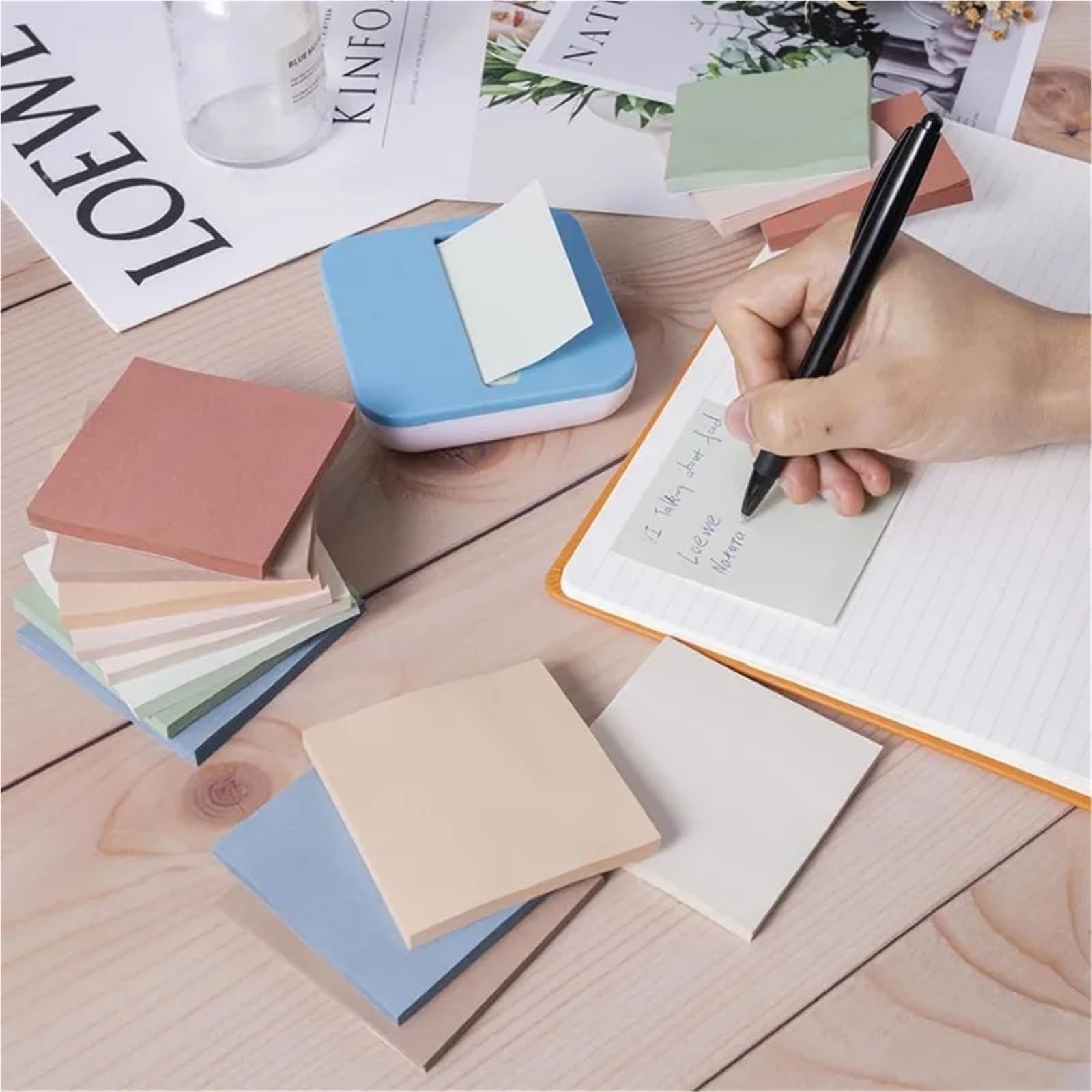 Lot de 2 blocs de notes adhésives 7,6 x 7,6 cm - Couleurs vintage