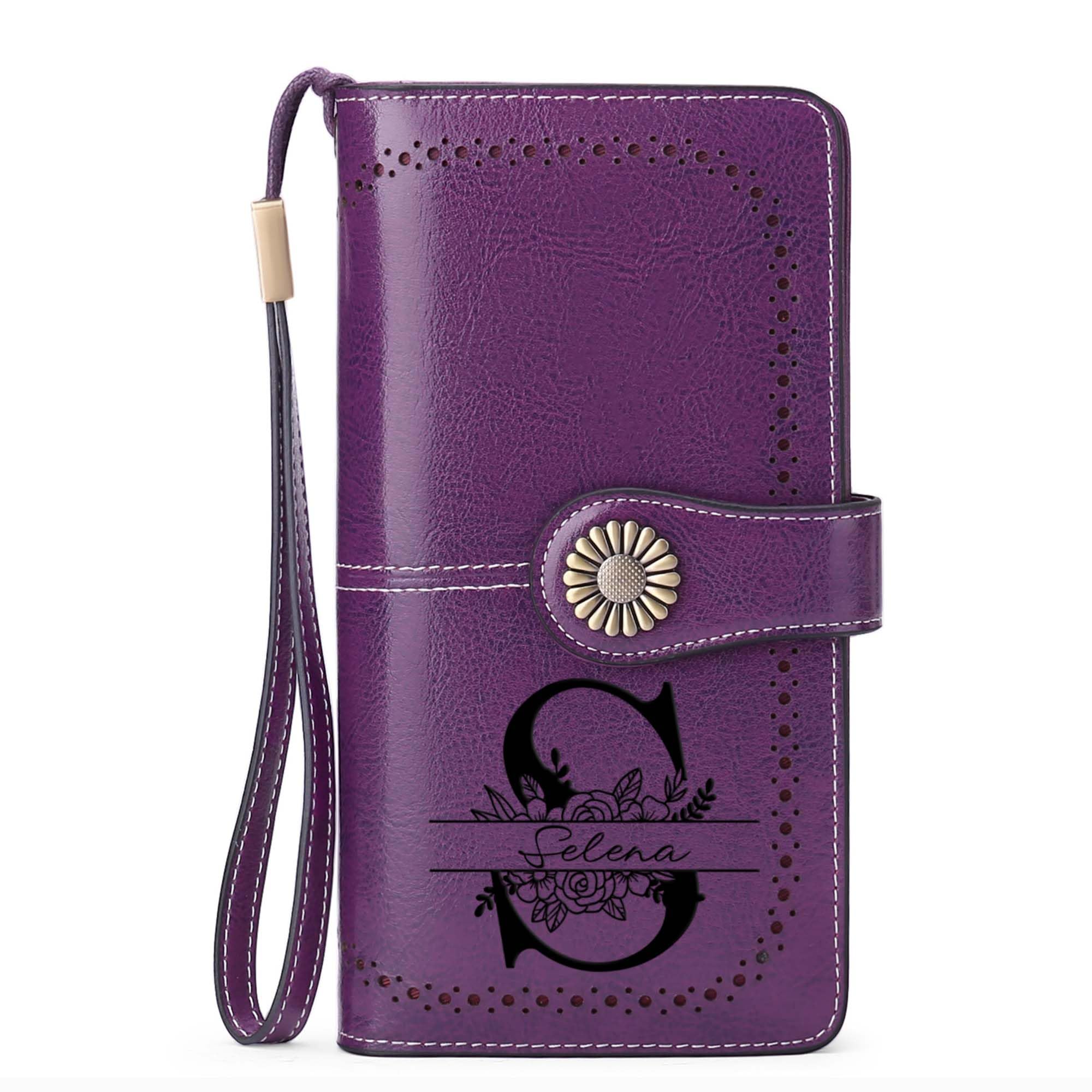 Blireana Custom Wristlet Wallet,Personalized Engraved Name Wallets with RFID Blocking Large Capacity Wristlet Clutch Purse Credit Card Holder for