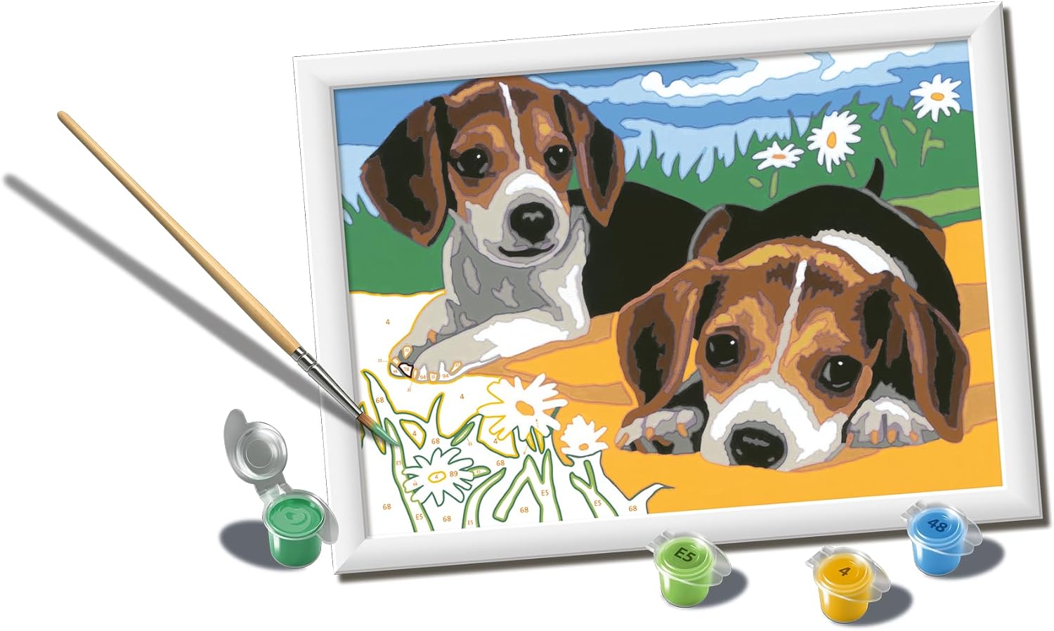 Ravensburger CreArt Beagle Puppies Paint by Numbers Kit for Kids - 12023083 - Painting Arts and Crafts for Ages 7 and Up