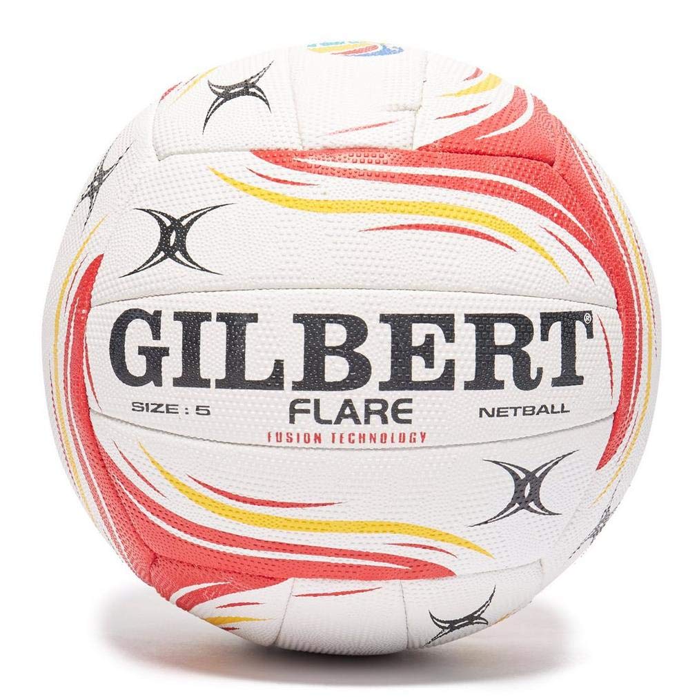 Gilbert Women's Flare Match Net Ball, White/Red/Orange, Size 5