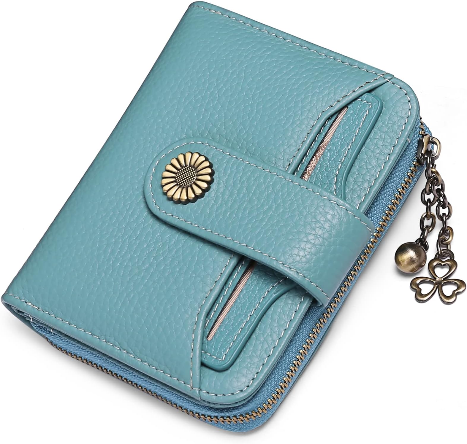 SENDEFNPurses for Women Genuine Leather Small Bifold Compact Womens Wallet with RFID Protection