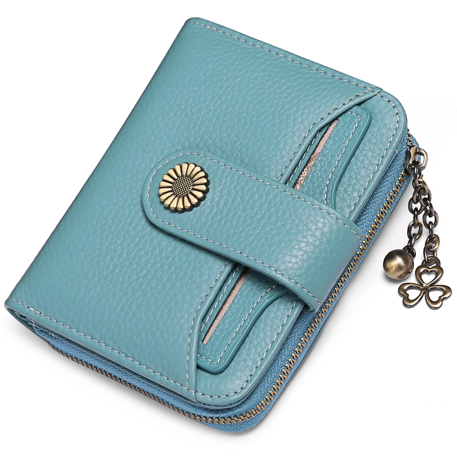 SENDEFNPurses for Women Genuine Leather Small Bifold Compact Womens Wallet with RFID Protection
