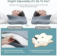Vista 3 de Almohada cervical para el cuello para aliviar el dolor de dormir, almohadas de espuma viscoelástica de contorno, almohadas ergonómicas para dormir