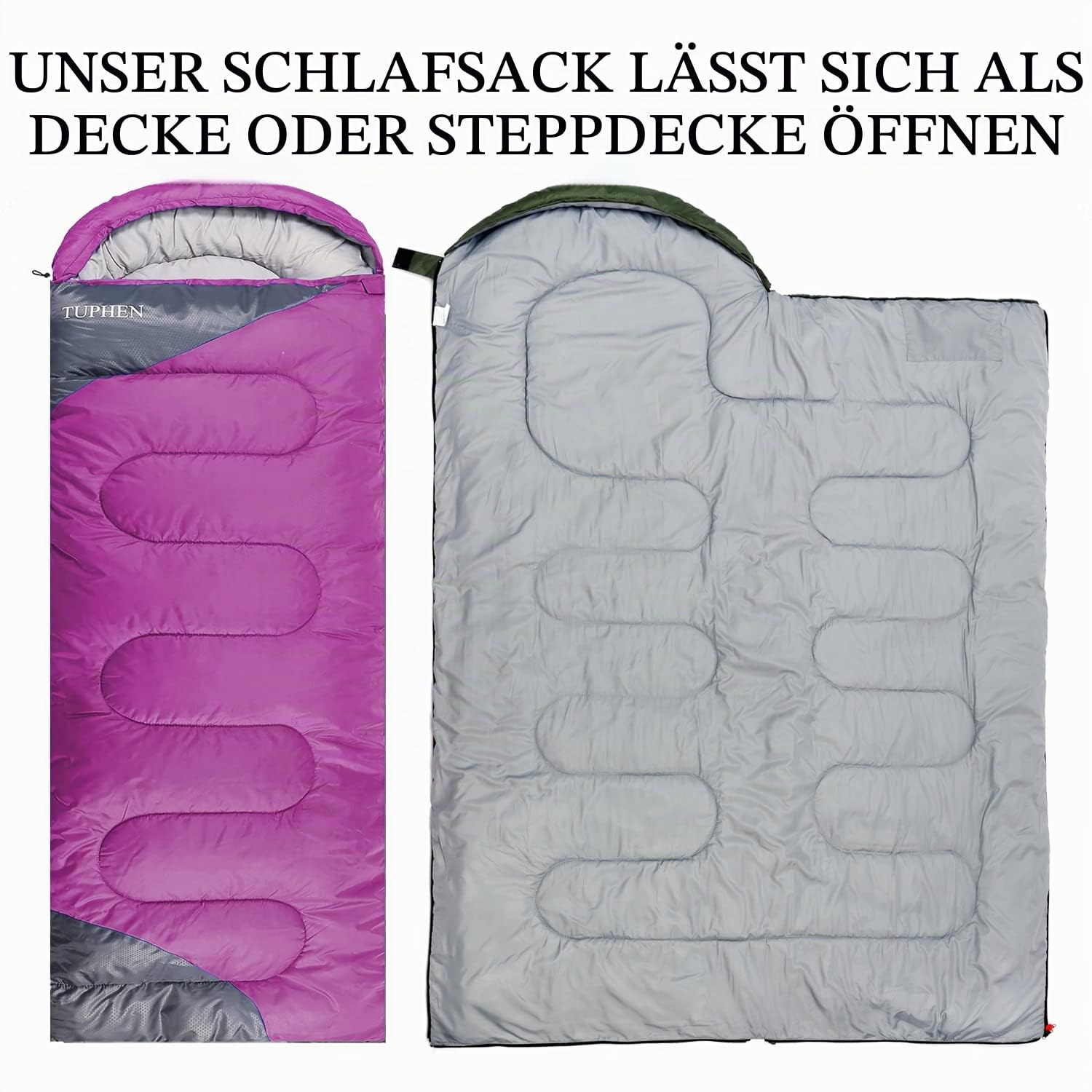 tuphen Schlafsack - 3-4 Jahreszeiten Camping Schlafsäcke für Erwachsene - kompakter Schlafsack für Wandern, Rucksacktourismus - leichtes wasserdichtes verpackbares Reisegepäck