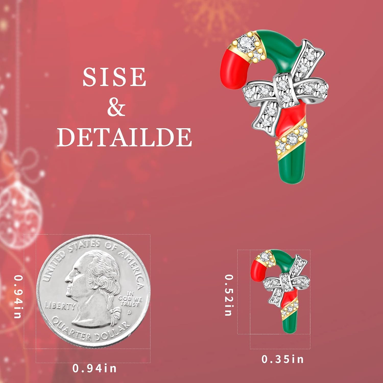 Shysnow Stud Earring Sterling Silver Jewelry Christma Cute Small Candy Cane Earing Fashion Little Bow Mini Zirconia Cubic Hypoallergenic Sensitive Ear Nickel Free Red Green Earinging