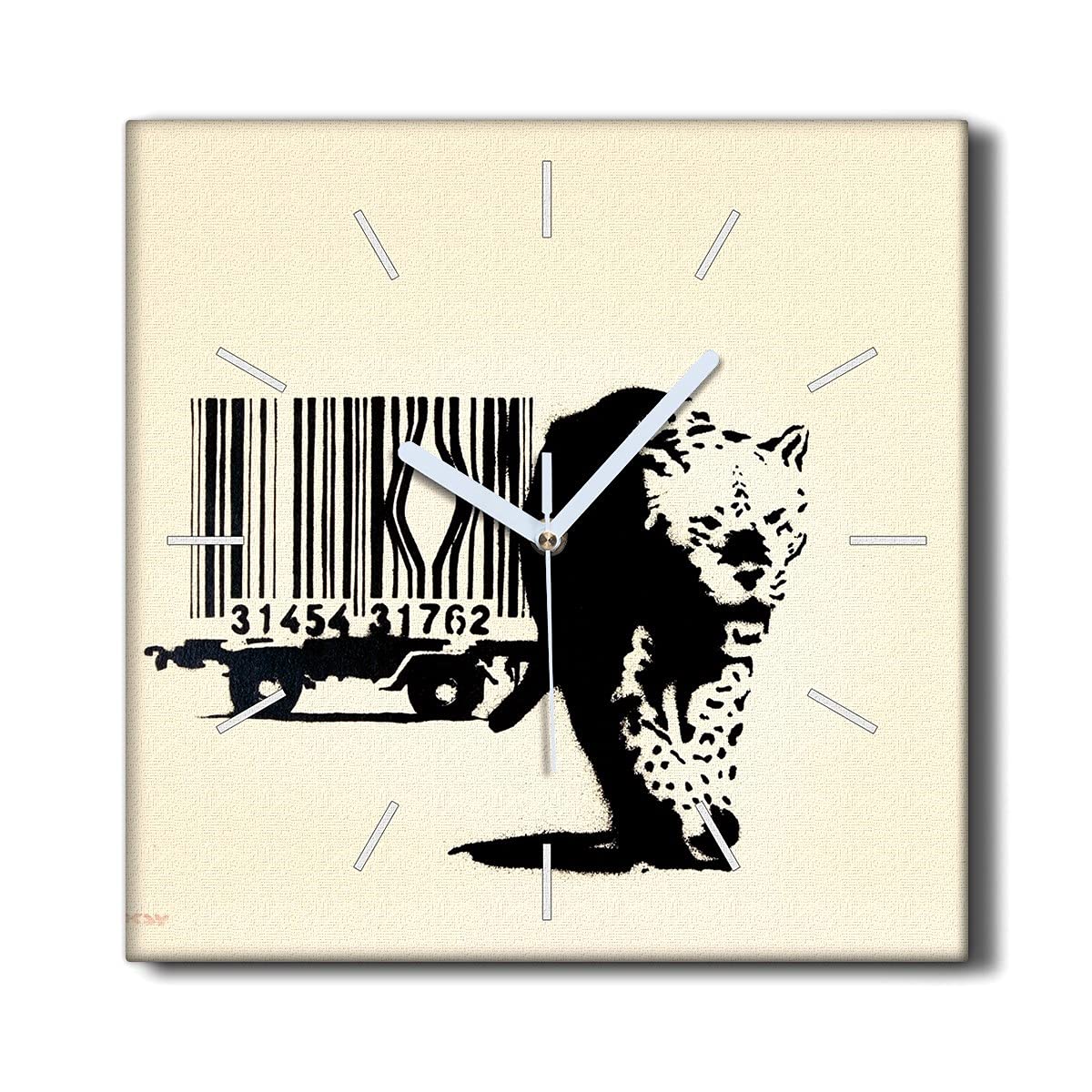 Horloge sur Toile pour salon 30x30cm décoration murale moderne motif léopard
