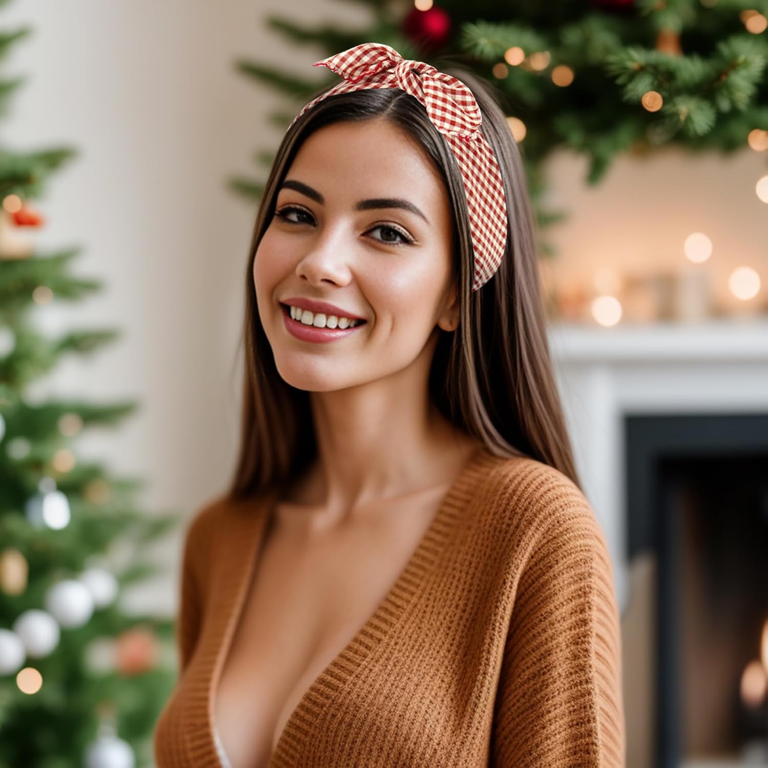 GERINLY Holiday Neckerchief Festival Print Square Scarf Fashion Head Wrap Ponytail Accessories for Anniversary image 3