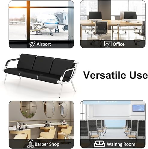 Miniatura 3 de Sillas de sala de espera Muebles de recepción, silla de salón Silla de piel sintética para recepción de invitados, sala de espera, aeropuerto y