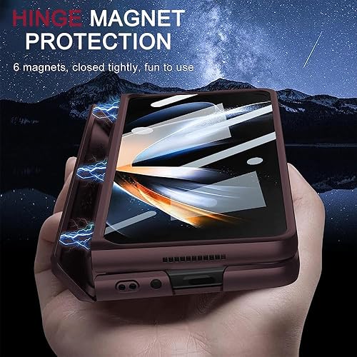Miniatura 4 de NINKI Funda compatible con Samsung Galaxy Z Fold 5 con funda deslizante para cámara y soporte de anillo, protección de bisagra y protector de