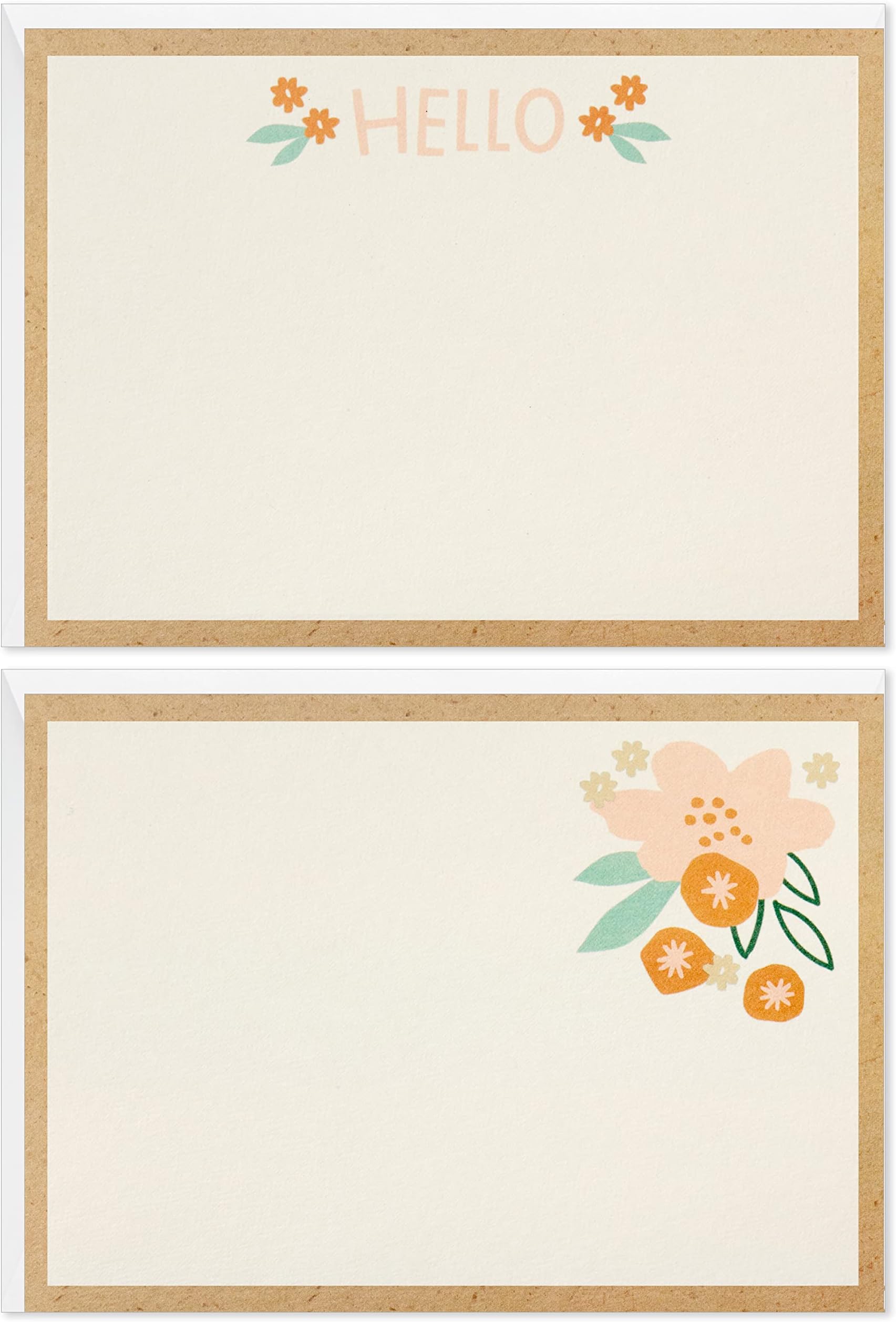 Blank Cards Assortment with Organizer, Flowers (50 Flat Paneled Note Cards with Envelopes)