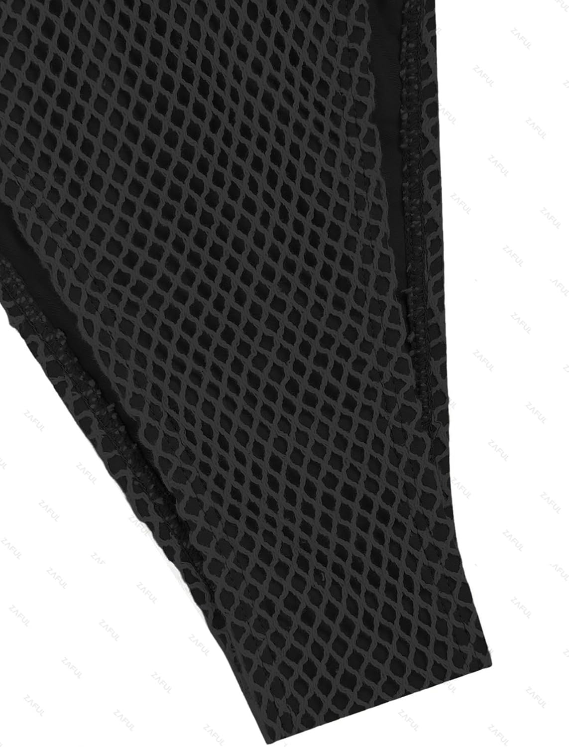 ZAFUL Women's Bikini Set Fishnet Triangle Tie Convertible Collar Halter Bandeau Shell Two Piece Bathing Suit - Image 5