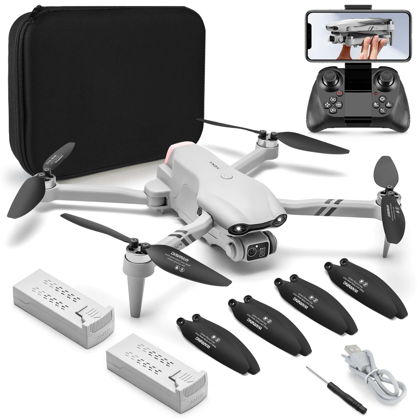 Jiakora Drones con cámara 1080p, Mini Dron FPV Plegable para Niños y Adulto | Drone para Principiantes, Doble Camara 2 Baterías, Motor sin escobilla, Altitud Retención, Juguete Helicopteros Teledirigidos