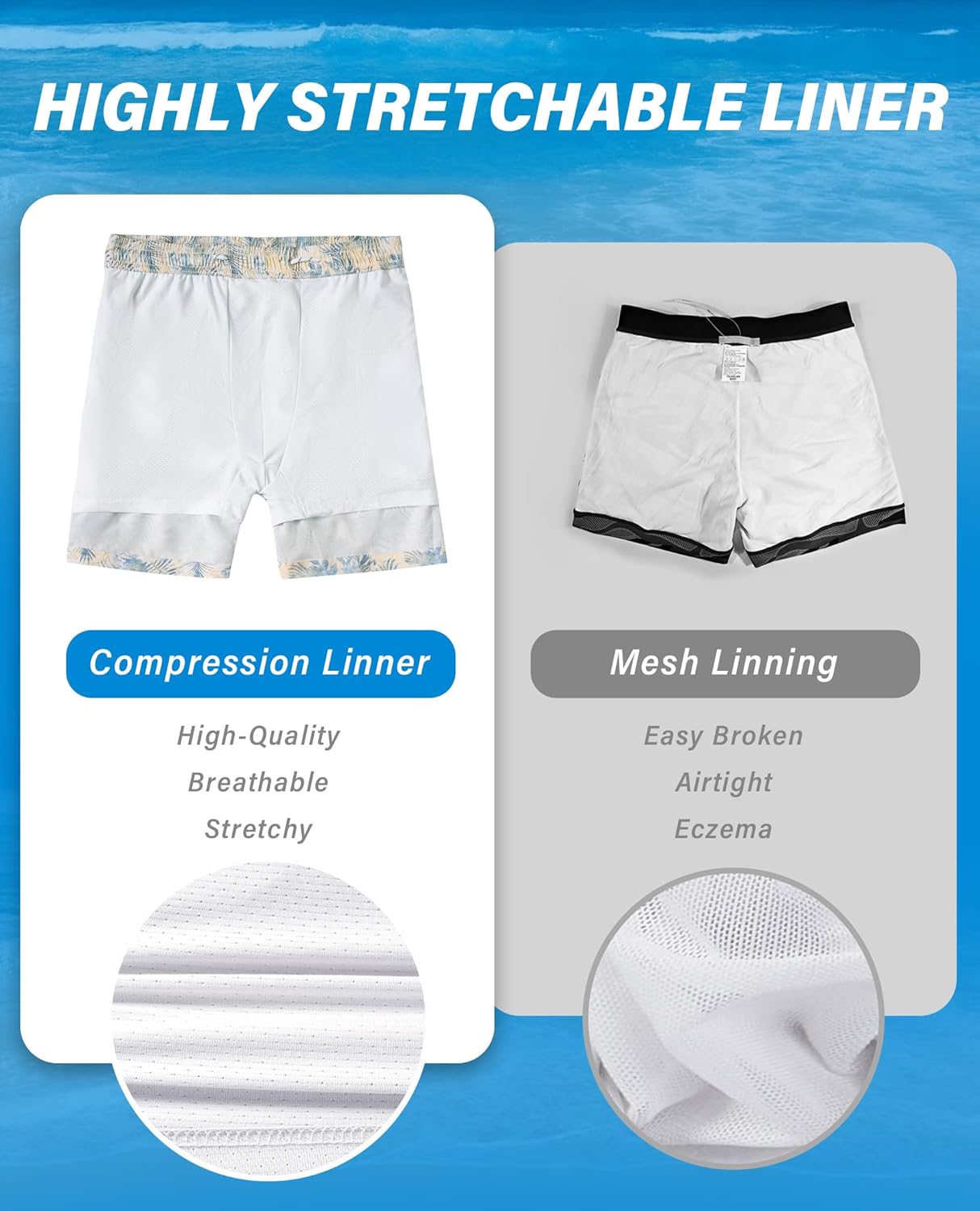 5inch Mens Swim Trunks with Compression Liner Pockets Drawstring Quick Dry Stretch Lined Funny Beach Swimming Surf - Image 3