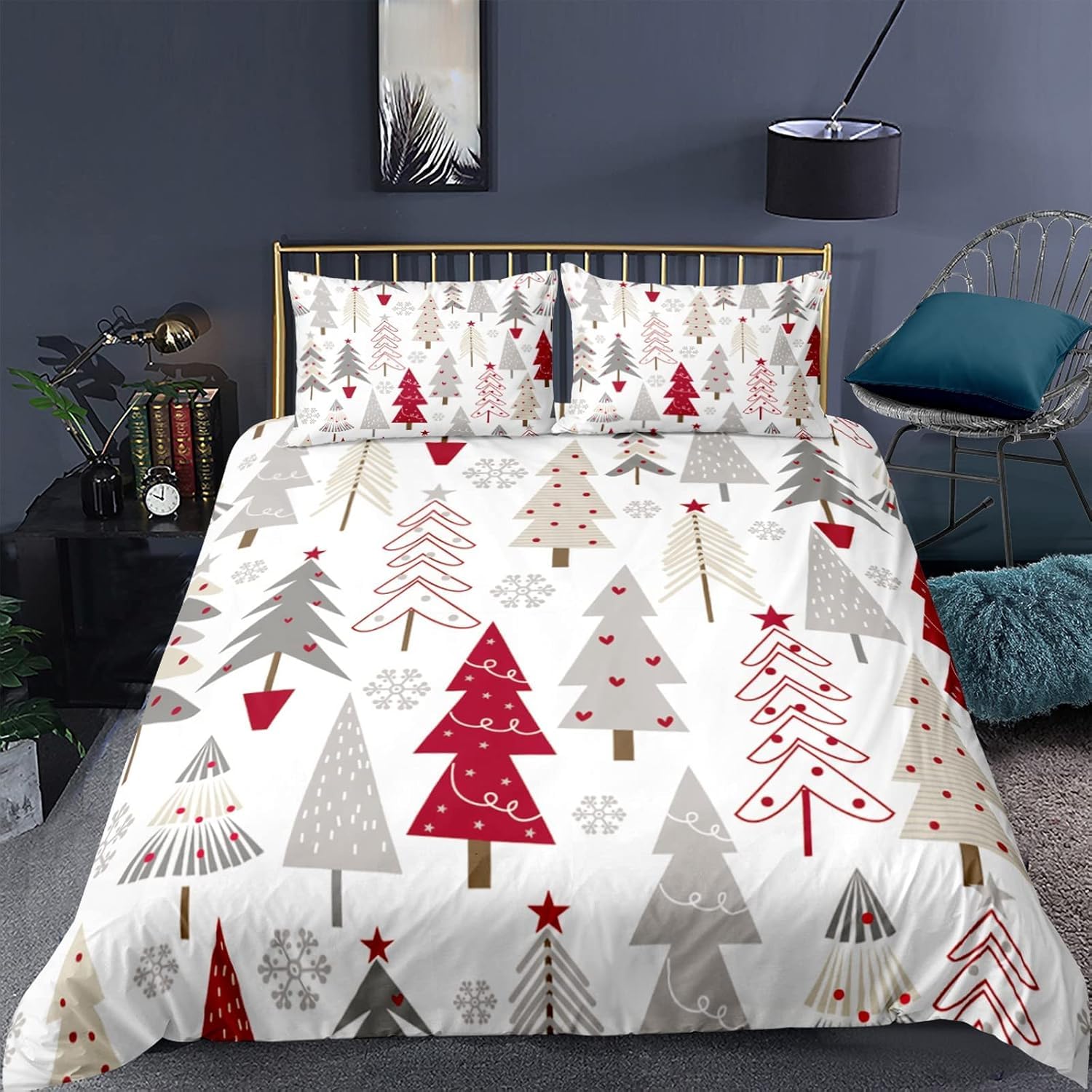 Parure de lit de Noël 135x200 cm motif 3D ado adulte enfant fille garçon