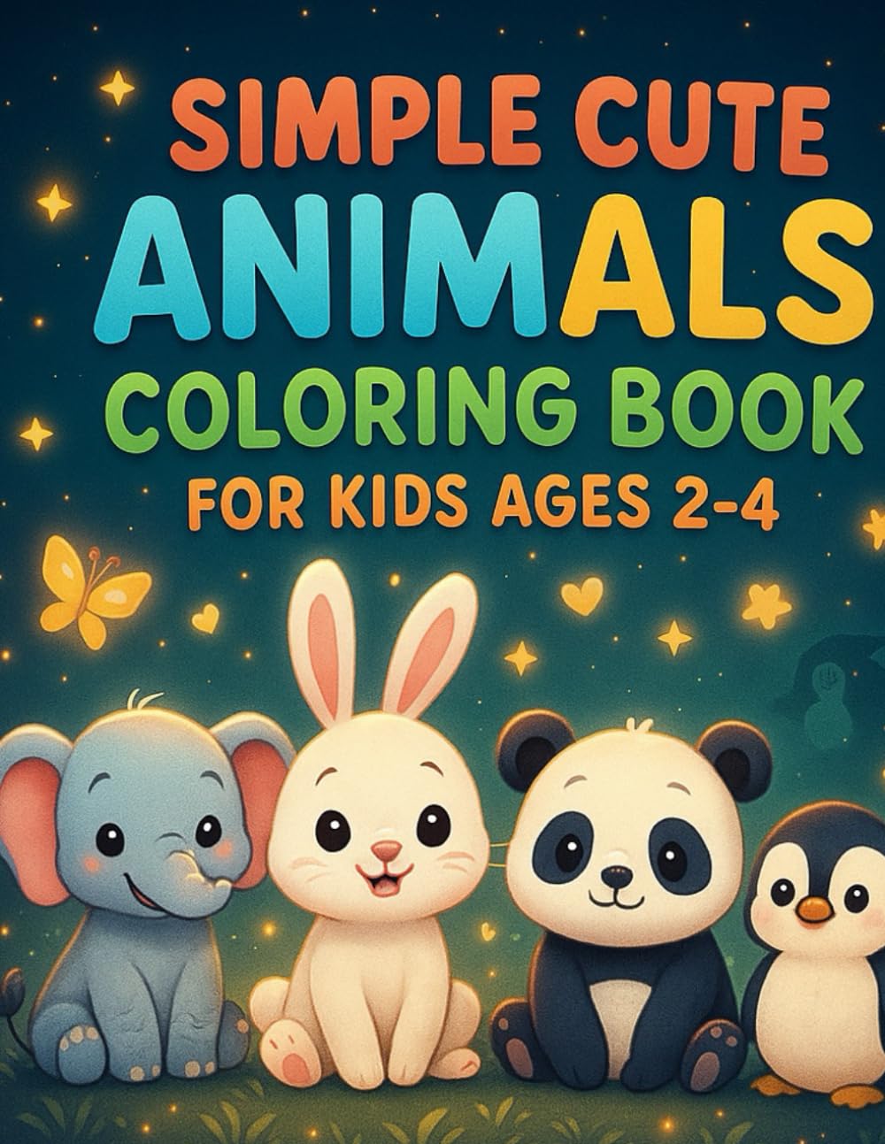 Simple Cute Animals Coloring Book for Kids Ages 2–4: Easy and Adorable Animal Coloring Pages for Toddlers and Preschoolers