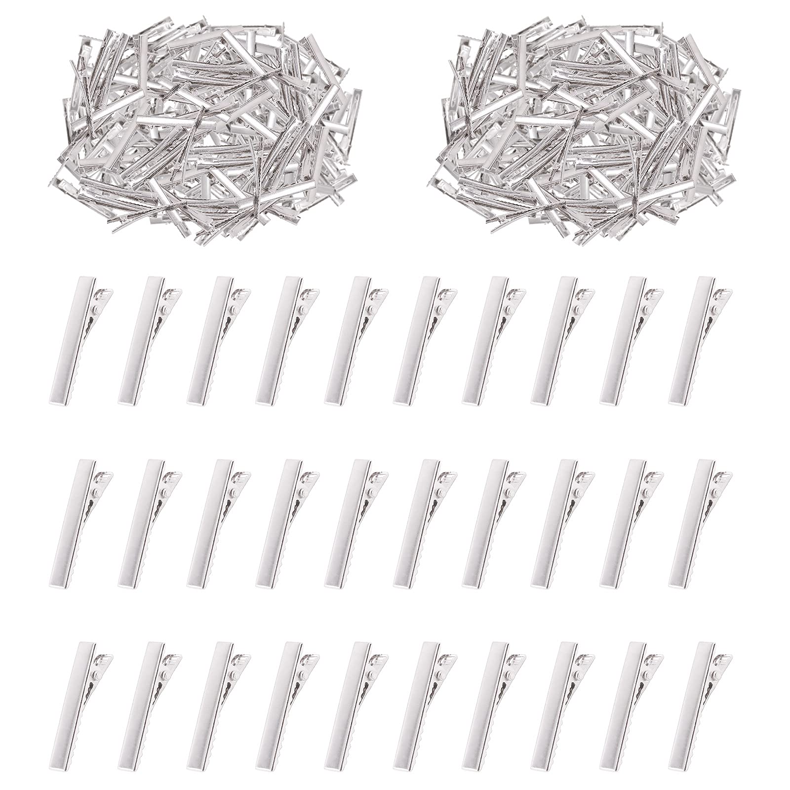 Swpeet 200Pcs 1.26inch - 3.2cm Alligator Hair Clips Kit, Perfect for Metal Duck Bill Hair Clips Flat Top Single Prong Hairpins for Hair Styling DIY