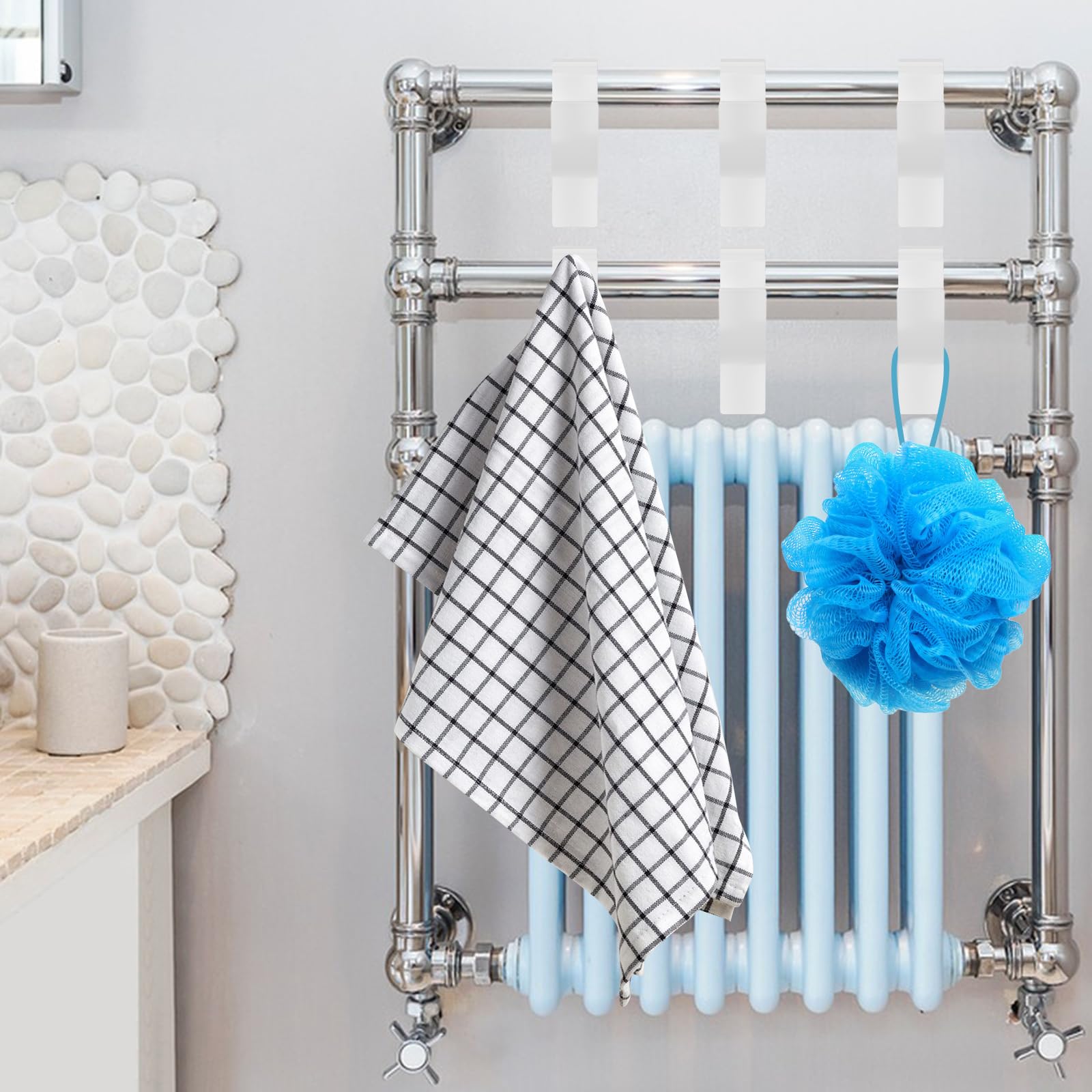 8 Ganci Per Termoarredo Bagno - Trasparenti, Salvaspazio - Per Asciugamani E Accessori - Foto 10