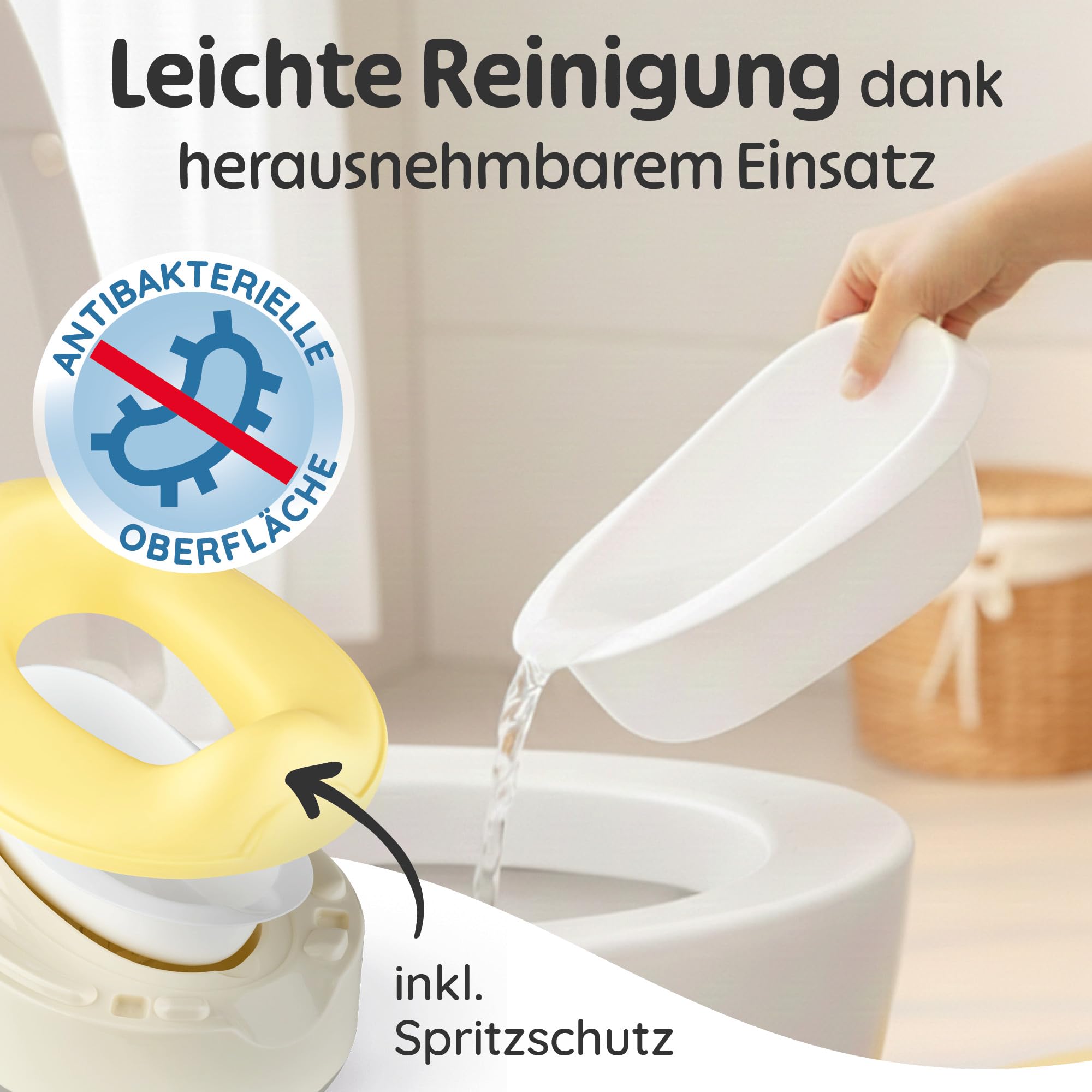 Merle Toys Nocnik dla dzieci 3 w 1, certyfikat TÜV, bez BPA, toaleta do nauki korzystania z nocnika od 1 roku, toaleta dla dzieci + taboret toaletowy, łatwe czyszczenie, szary/żółty