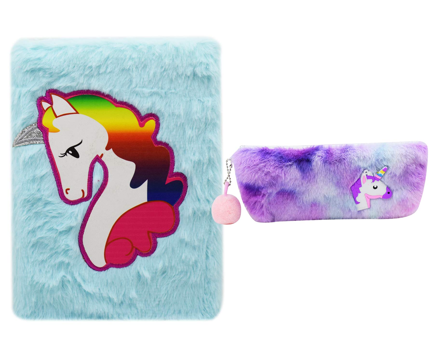Aarvi Unicorn Fur Diary with Unicorn Soft Fur Pouch (Combo2)