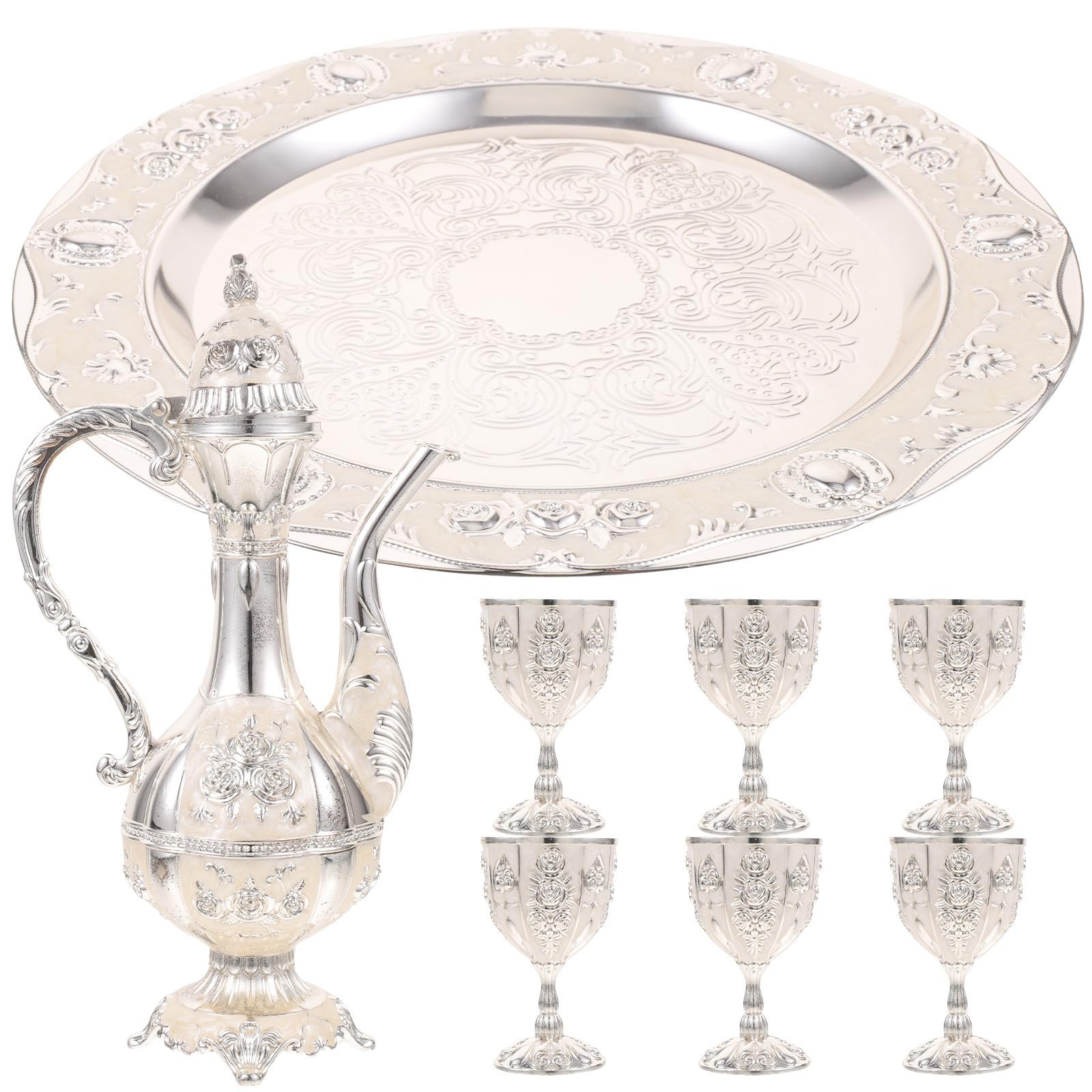 Artibetter Juego de Copas para Vino de Metal Estilo Vintage 6 Vasos