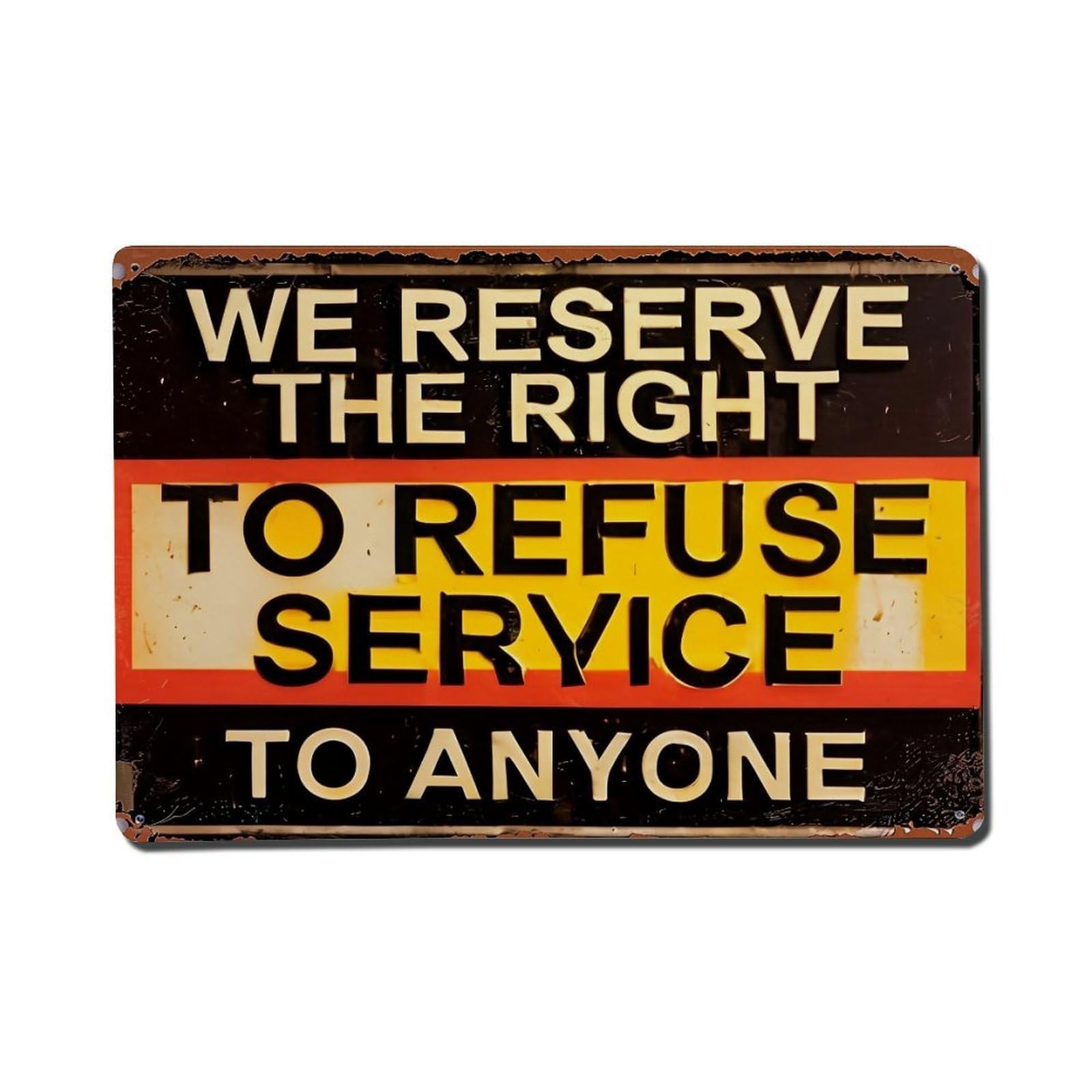 Jdfenggu Vintage We Reserve The Right Retro Metal Tin Sign, Metal Poster For Bar, Home, Man Cave, Kitchen, Laundry Room Art Decor 8X12 Inch