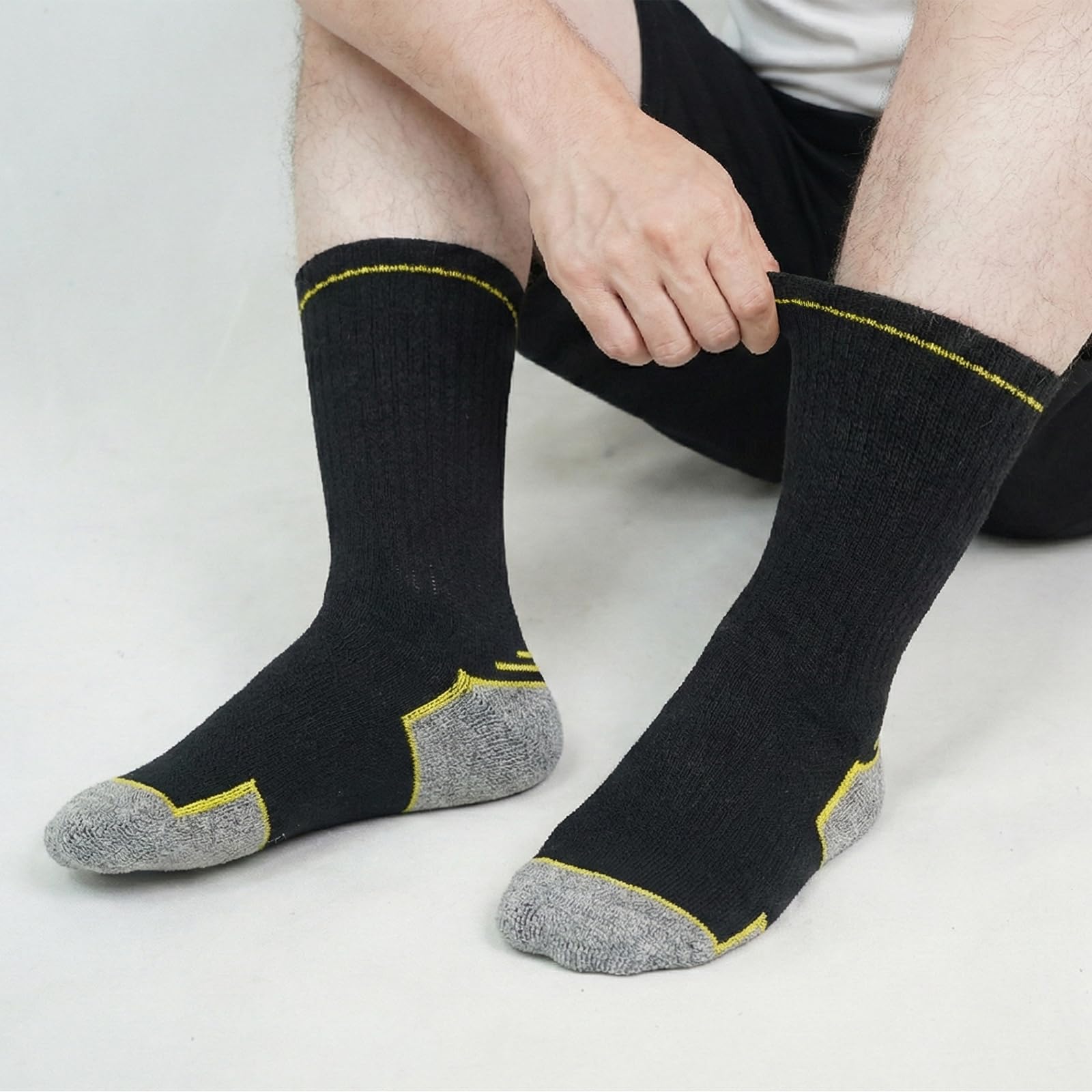 LOFIR Calcetines Trabajo Seguridad para Hombre: Calcetines Sin Costuras Transpirables con Talón y Puntera Reforzados y Suela Acolchada para Botas y Zapatos de Seguridad 10 Pares 39-50