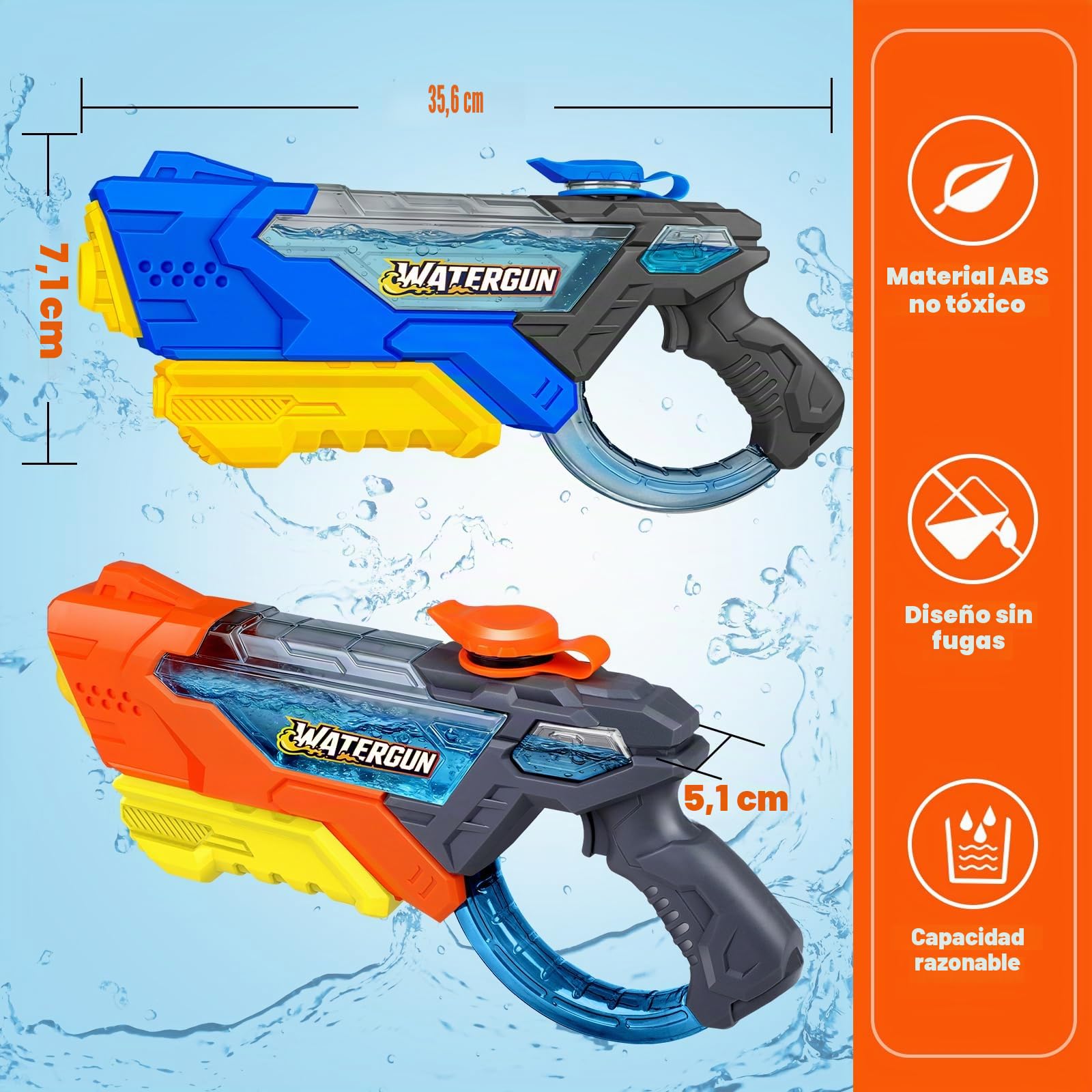 Pistola de Agua Doviden para niños – Alcance de 10 m, Pistolas de Agua de 600 ml con Bomba, súper Pistola de Agua para Adultos, Juguete de Agua para Piscina al Aire Libre, Playa y jardín para niños